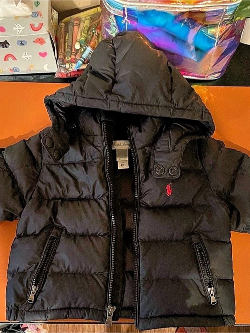 Ralph Lauren Baby Boys Hooded Puffer Jacket Baby 9M Black